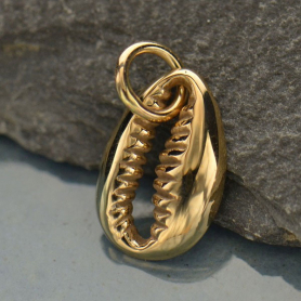 Cowrie Shell Jewelry Charm - Bronze 15x8mm