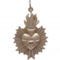 Bronze Flaming Sacred Heart Pendant with Thorns 33x19mm