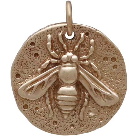 Bronze Ancient Bee Coin Charm 19x16
