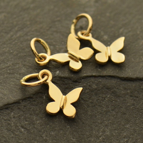 Tiny Butterfly Jewelry Charm - Bronze 12x10mm