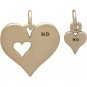 Heart Jewelry Charm with Heart Cutout Set - Bronze 16x13mm