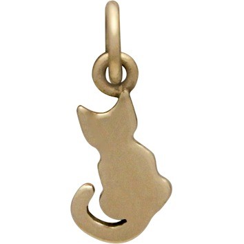 Tiny Cat Jewelry Charm - Bronze 15x6mm