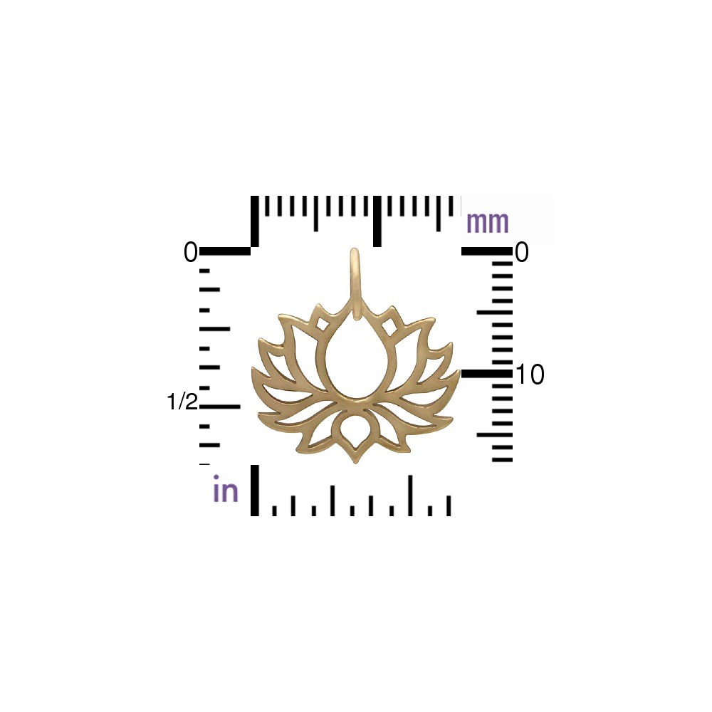 Symmetrical Blooming Lotus Jewelry Pendant - Bronze 18x18mm