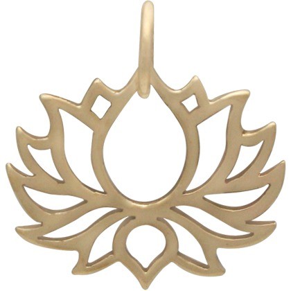 Symmetrical Blooming Lotus Jewelry Pendant - Bronze 18x18mm