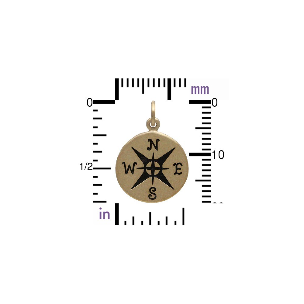 Bronze Compass Jewelry Charm -21mm