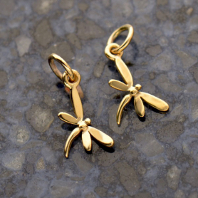Tiny Dragonfly Jewelry Charm - Bronze 17x9mm