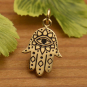 Hamsa Hand Jewelry Charm with Evil Eye - Bronze 19x11mm