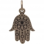 Hamsa Hand Jewelry Charm with Evil Eye - Bronze 19x11mm