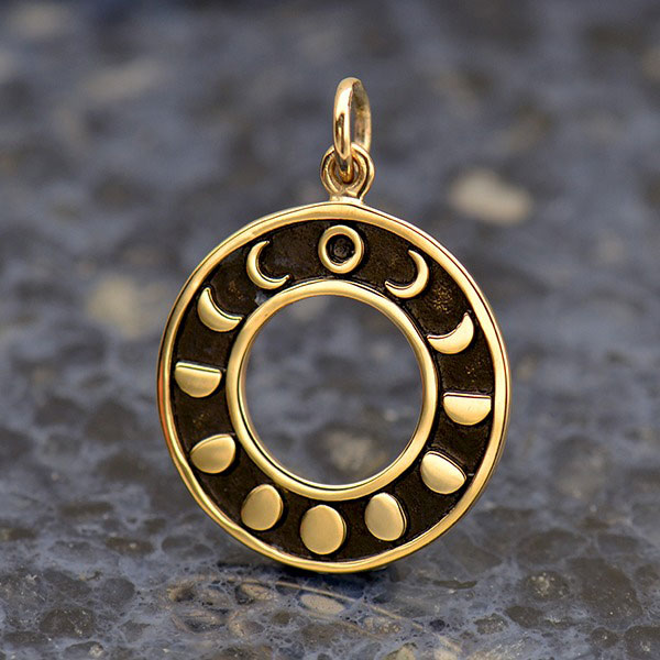 Bronze pendant Circle charm necklace Large circle pendant Bronze circle necklace Circle charm Bronze circle Circle Pendant