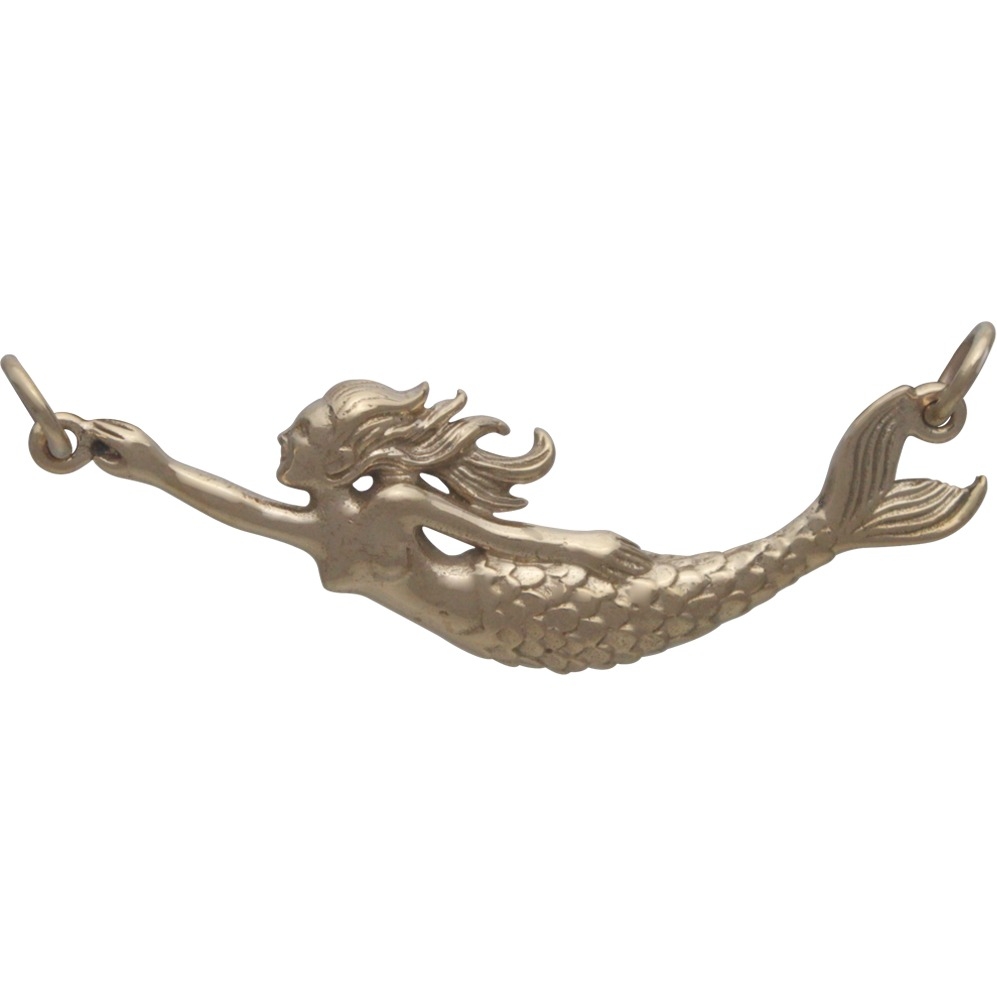 Mermaid Pendant Festoon - Bronze 16x42mm