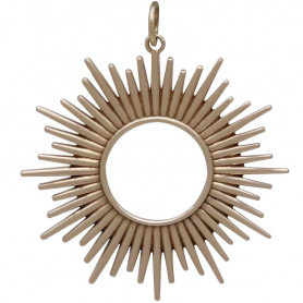 Bronze Spikey Sun Pendant 37x32mm