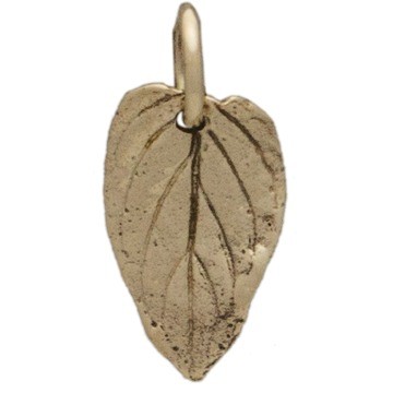Small Mint Leaf Jewelry Charm - Bronze 16x7mm