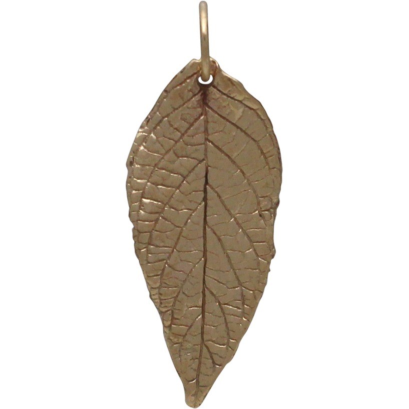 Large Heliotrope Leaf Jewelry Charm - Bronze 36x13mm