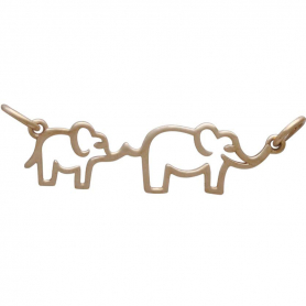 Bronze Mama and Baby Elephant Pendant Festoon 12x30mm