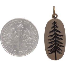 Bronze Etched Pine Tree Charm 26x10mm