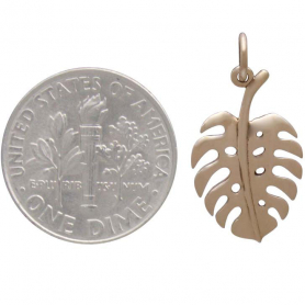 Bronze Monstera Leaf Charm 22x11mm
