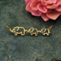 Bronze Mama and Two Baby Elephant Pendant Festoon 12x45mm