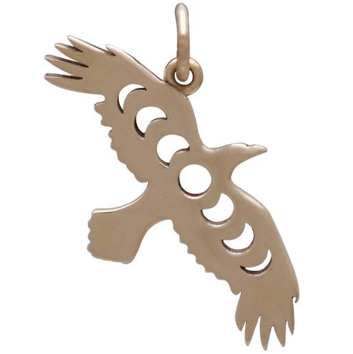 Bronze Raven Charm with Moon Phase Cutout 23x19mm
