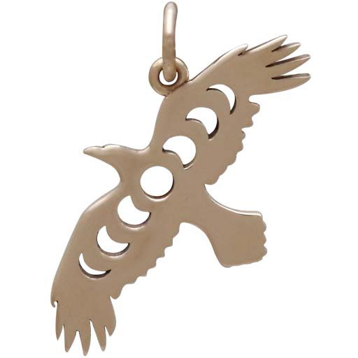 Bronze Raven Charm with Moon Phase Cutout 23x19mm