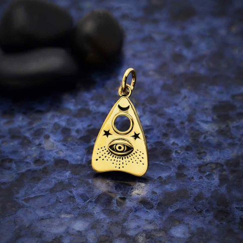 Bronze Ouija Planchette Charm with All Seeing Eye 20x11mm