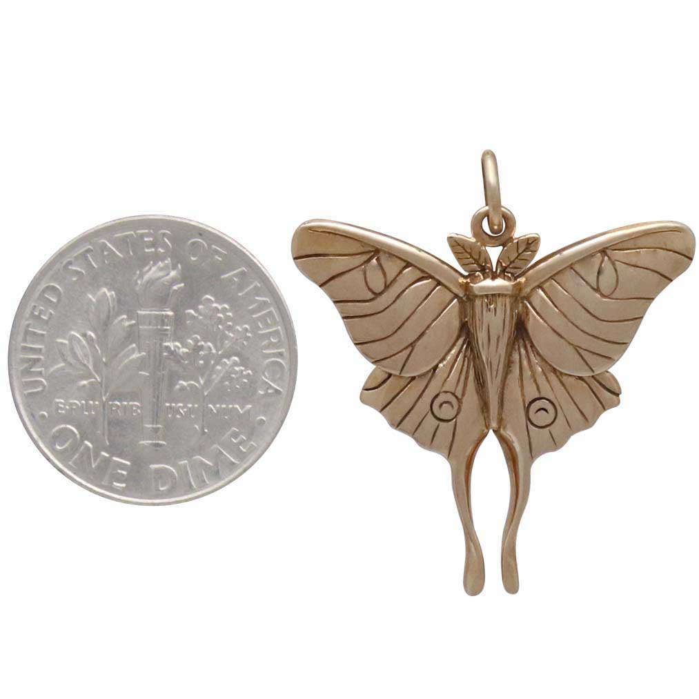 Bronze Luna Moth Pendant 28x24mm