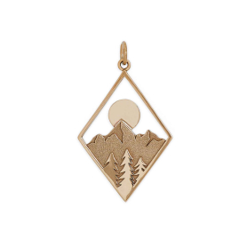 Bronze Mountain Charm in Diamond Frame 33x20mm