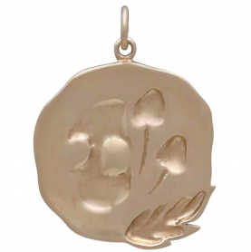 Bronze Skull Pendant with Mushrooms 27x20mm