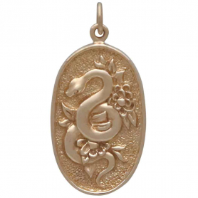 Bronze Flower and Snake Pendant