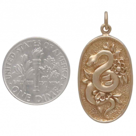 Bronze Flower and Snake Pendant