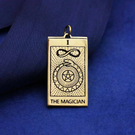 Bronze Magician Tarot Card Charm 30x14mm