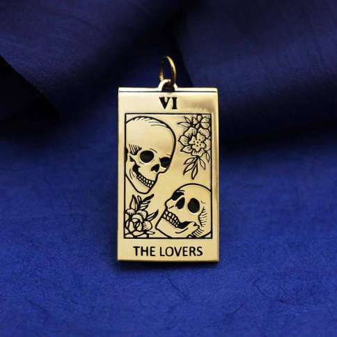Bronze Lovers Tarot Card Charm 30x14mm