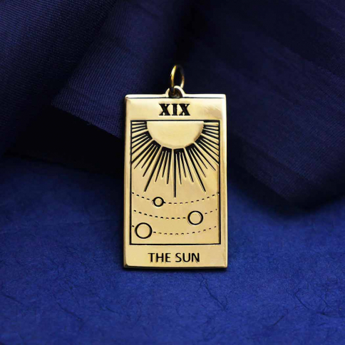 Bronze Sun Tarot Card Charm 30x14mm