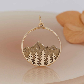 Bronze Layered Tree Pendant in Circle 