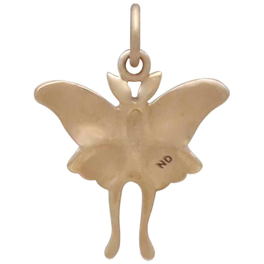 Bronze Small Luna Moth Charm Back View