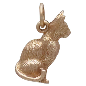 Bronze 3D Cat Pendant Front View