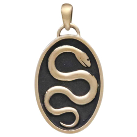 Bronze Snake in Shadowbox Pendant Front View