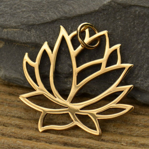 Large Lotus Jewelry Pendant - Bronze 35x31mm - Product Details | Nina ...