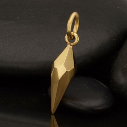 Small Faceted Spike Charm - Bronze 21x5mm
