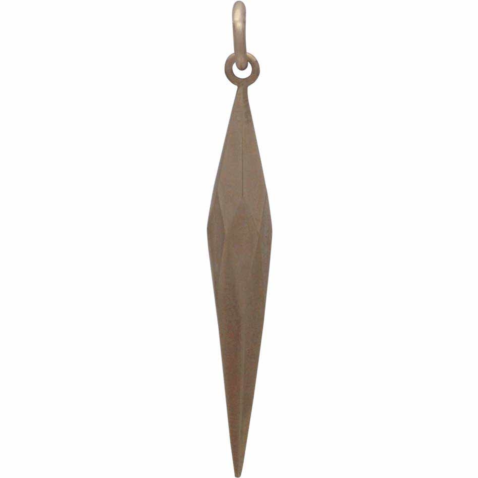 Large Faceted Spike Pendant - Bronze 40x5mm