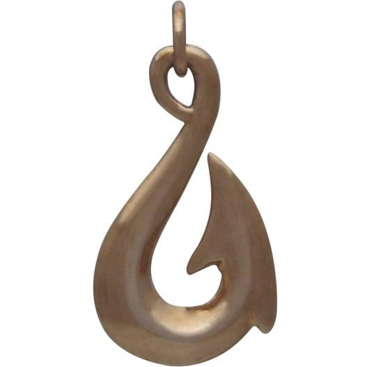 Tribal Fishing Hook Charm - Bronze