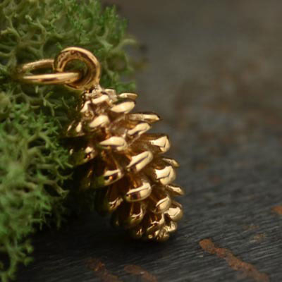 Pinecone Jewelry Charm - Bronze 17x7mm