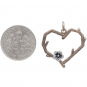 Bronze Branch Heart Charm with Silver Blossom 23x23mm