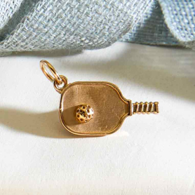 Bronze Pickleball Paddle and Ball Charm 22x9mm