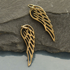 Small Wing Bronze Jewelry Charm 27x8mm