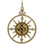 Compass Rose Bronze Jewelry Pendant 30x20mm