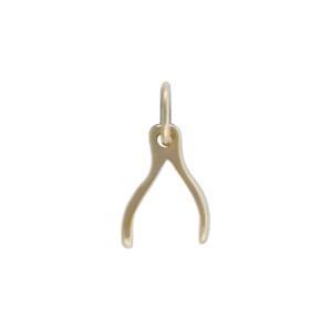 Small Wishbone Bronze Jewelry Charm 13x6mm
