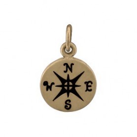 Bronze Compass Charm 16x10mm