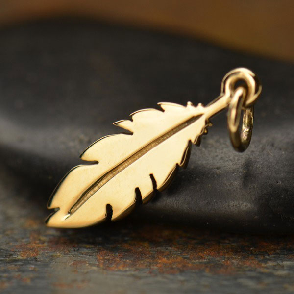 Flat Feather Bronze Jewelry Charm Product Details Nina Designs