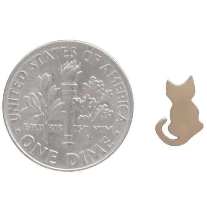 Bronze Tiny Cat Stud Earrings 9x6mm