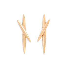 Bronze Crossed Pods Post Earrings 28x6mm